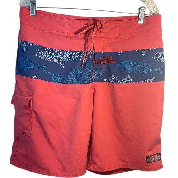 VINEYARD VINES MENS BOARD SHORTS MEDIUM PINK BLUE SWIM TRUNKS BEACH CASUAL DAY - Picture 9 of 9